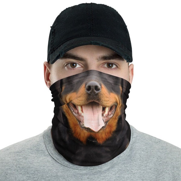 Rottweiler Neck Gaiter, Reusable & Washable Face Mask, Dog Costume, Rottie Mom, Gift For Dog Owner, Tube Face Covering, Face Shield Bandanna