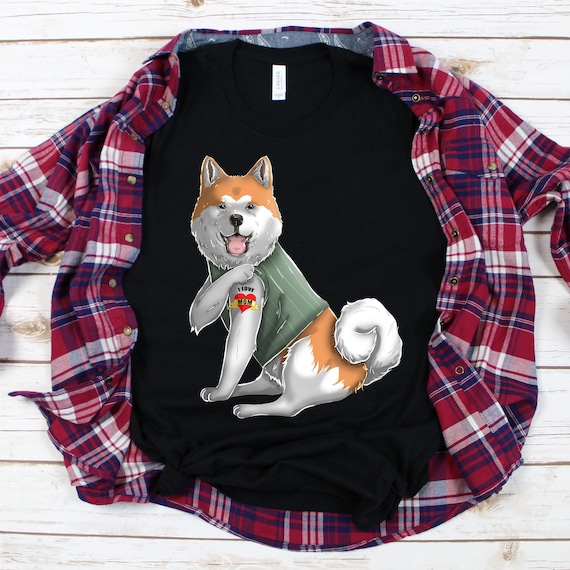 Funny American Akita Dog I Love Mom Tattoo Lover Gift T-Shirt Funny American Akita Dog I Love Mom Tattoo Lover Gift T-Shirt