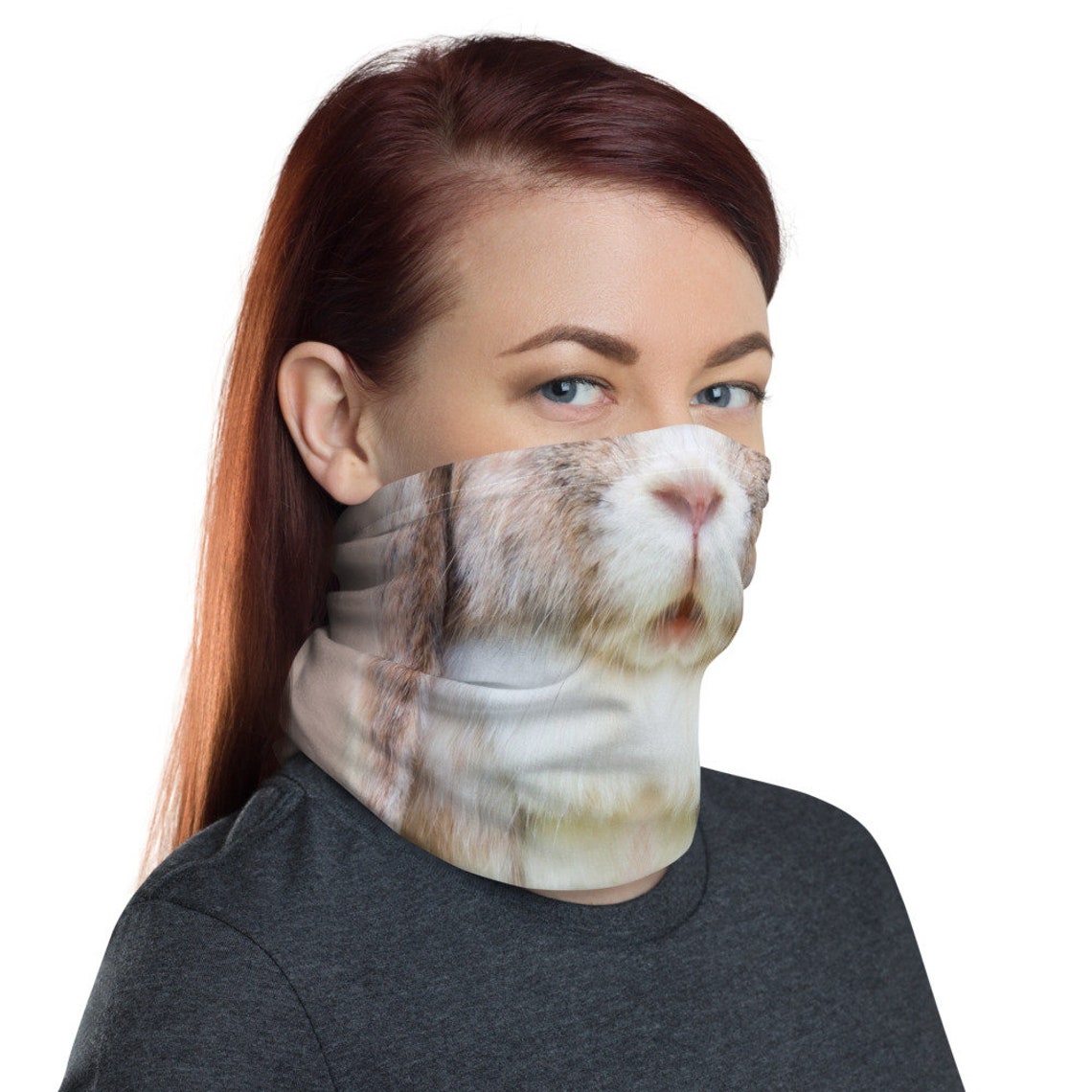 Bunny Rabbit Neck Gaiter Washable Face Mask Adult Funny Face - Etsy