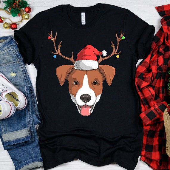 Santa Jack Russell Gorgeous Reindeer Light Christmas Lover T-Shirt Santa Jack Russell Gorgeous Reindeer Light Christmas Lover T-Shirt