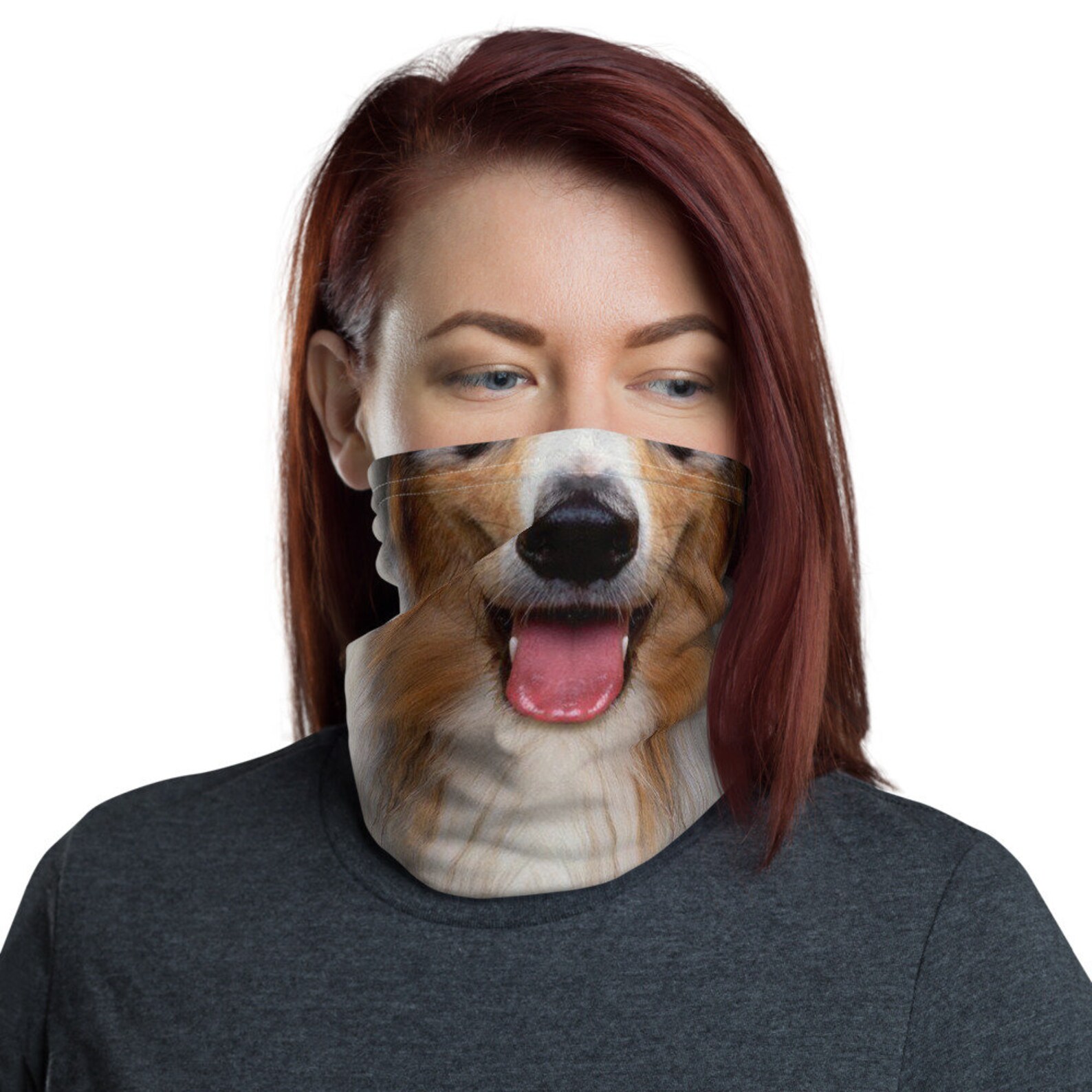 Australian Shepherd Dog Face Mask, Neck Gaiter for Women Men Adults ...