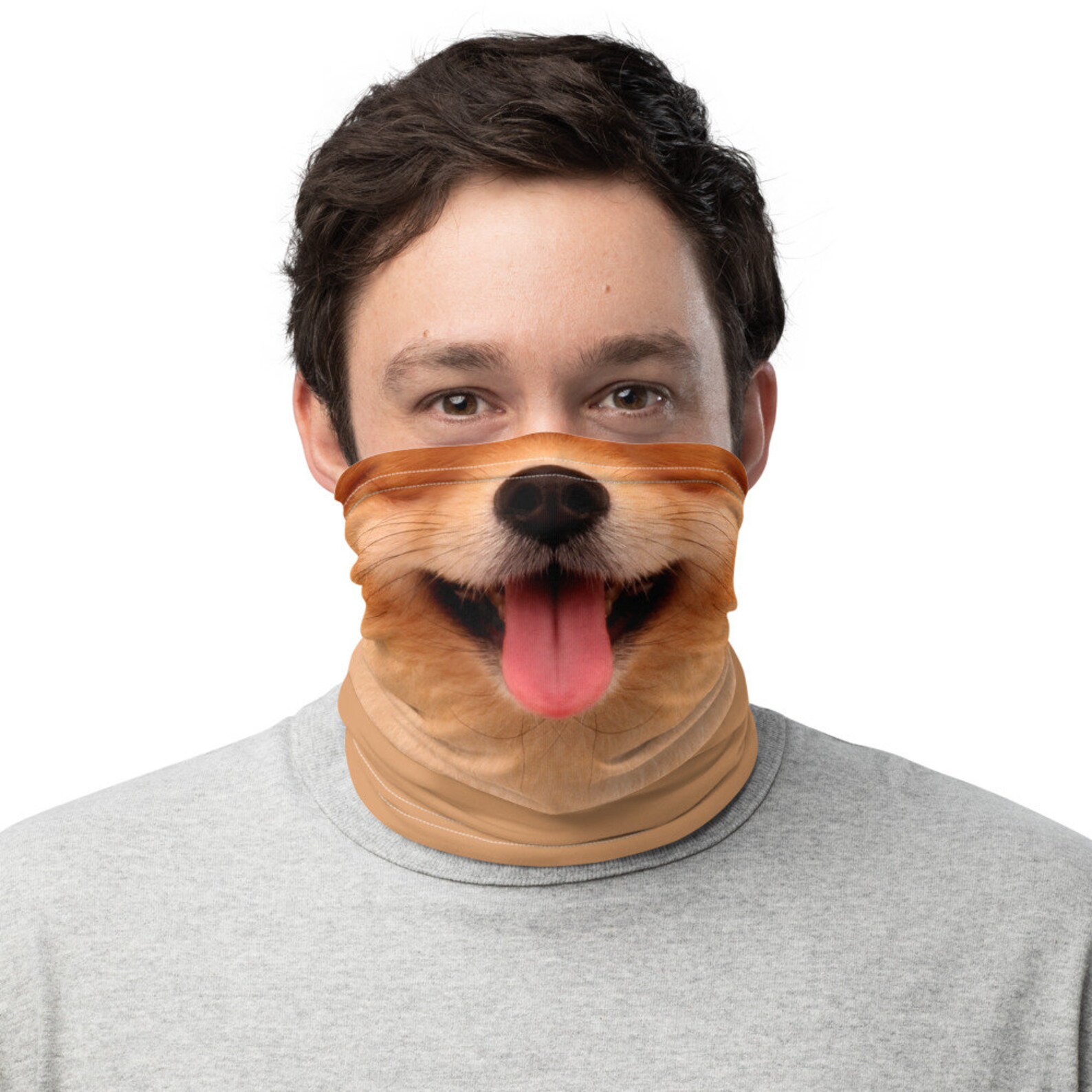 Pomeranian Dog Face Mask Neck Gaiter Washable Reusable Face Etsy