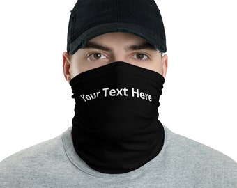 May include: A black face mask with the text "Your Text Here" in white.