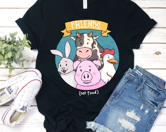 Animals Are Friends Shirt,  Vegan Shirt, Vegetarian T Shirt, Animal Lover Gift, Vegan Gift, Friends Not Food Shirt, Vegan