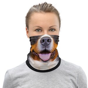 Bernese Mountain Dog Face Mask, Neck Gaiter, Washable Reusable Adult Face Covering, Dog Mom Gift, Bandanna, Balaclava, Tubular Scarf, Unisex image 4