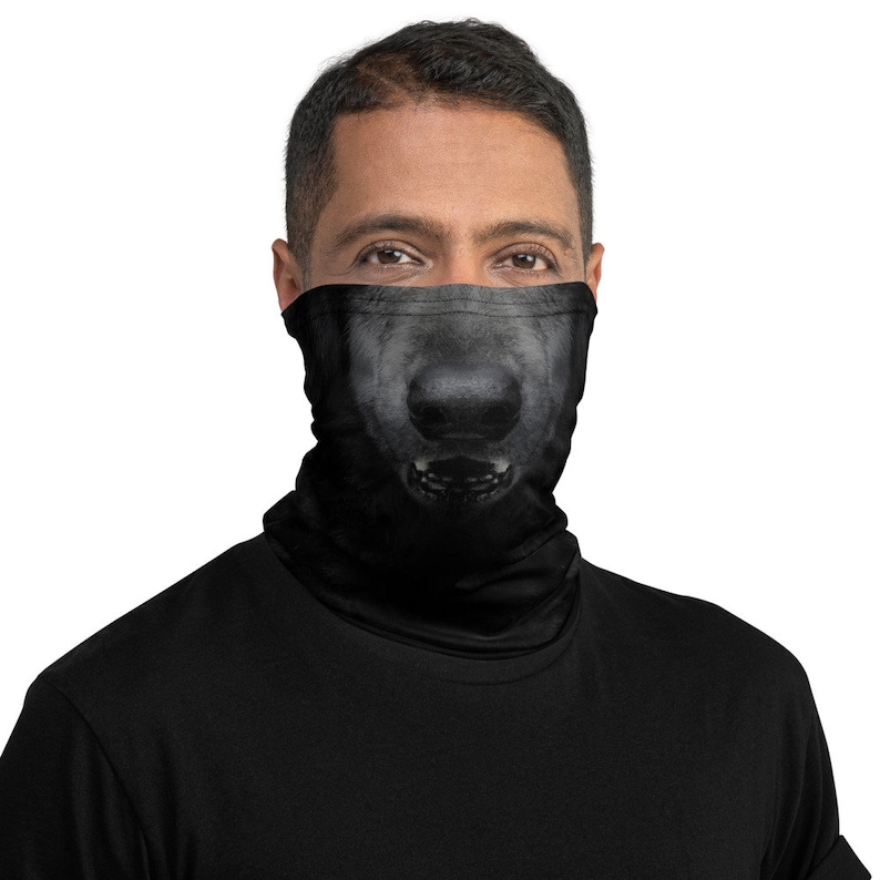 Black Wolf Face Mask Neck Gaiter Halloween Costume Covering Etsy UK