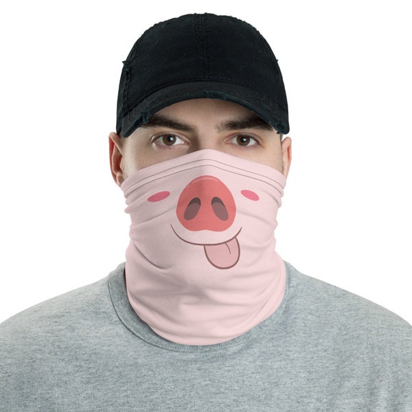 Cute Pig Neck Gaiter, Pig Snout, Washable Face Mask Adult, Breathable Mask, Pink Piggy, Pig Dress Up Costume, Bandanna, Scarf, Pig Nose