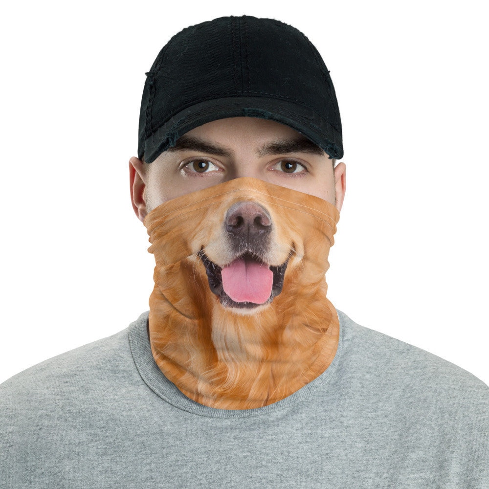 Golden Retriever Neck Gaiter, Face Mask, Funny Dog Costume, Tube Bandanna Snood, Balaclava Scarf, Unisex Face Mask, Dog Face Covering, Puppy Golden Retriever Neck Gaiter, Face Mask, Funny Dog Costume, Tube Bandanna Snood, Balaclava Scarf, Unisex Face Mask, Dog Face Covering, Puppy