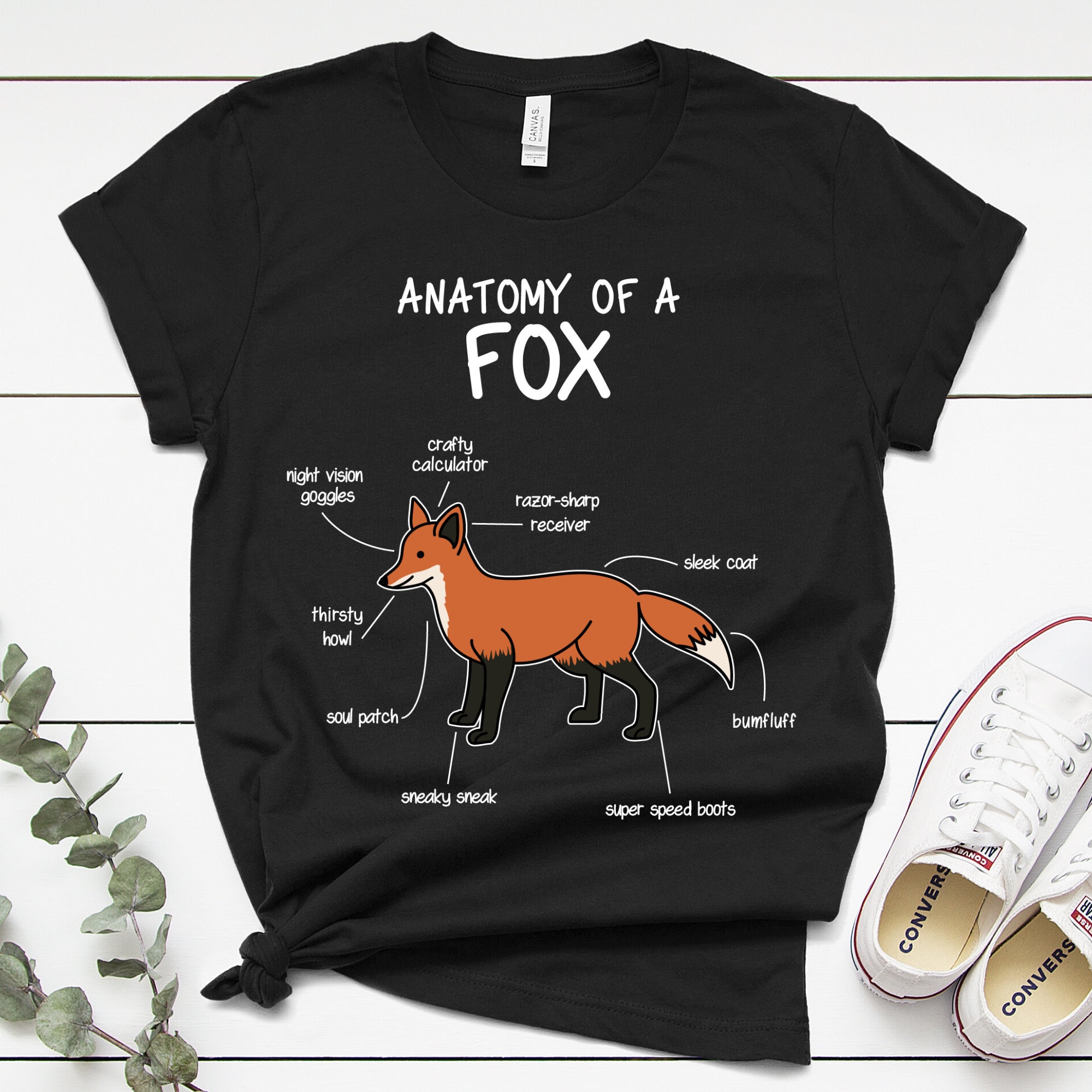 Anatomy of a fox gifts foxes red fox Men's T-Shirt