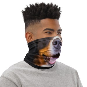 Bernese Mountain Dog Face Mask, Neck Gaiter, Washable Reusable Adult Face Covering, Dog Mom Gift, Bandanna, Balaclava, Tubular Scarf, Unisex image 3