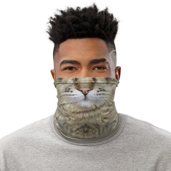 Grey Cat Neck Gaiter, Washable Face Mask Adult, Funny Cat Costume, Cute Kitten Outfit, Face Covering, Cat Owner Gift, Gray Tubular Balaclava