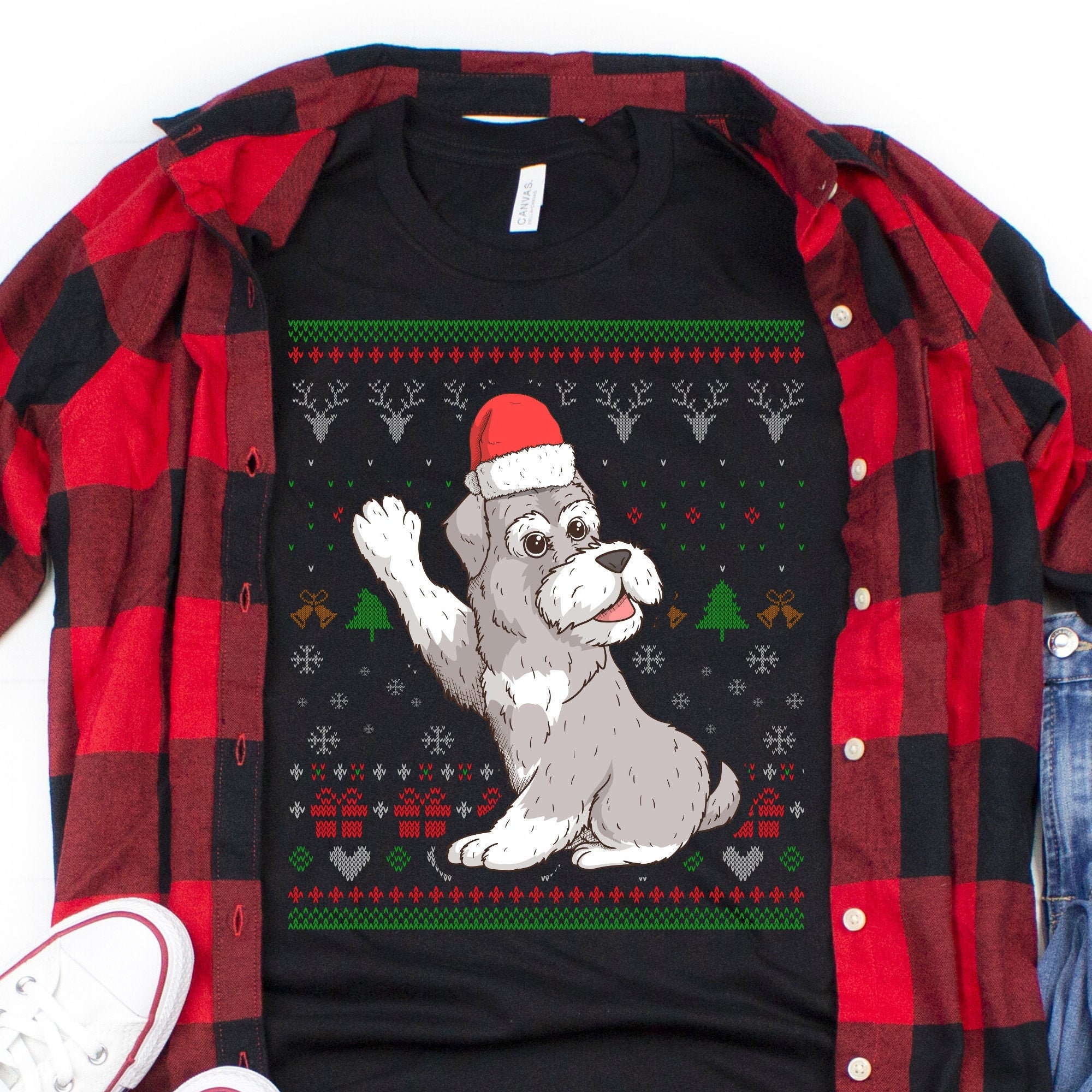 Schnauzer Dog Santa Ugly Christmas 