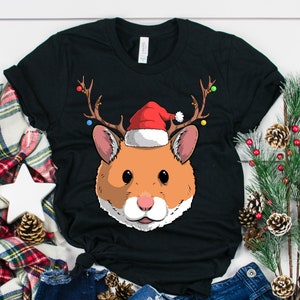 Syrian Hamster Santa Claus, | T-Shirt, Golden Hamster, Hammy, Christmas Pajamas, Hamster Mom, Hamster Owner Gift, Pet, Holiday Gift