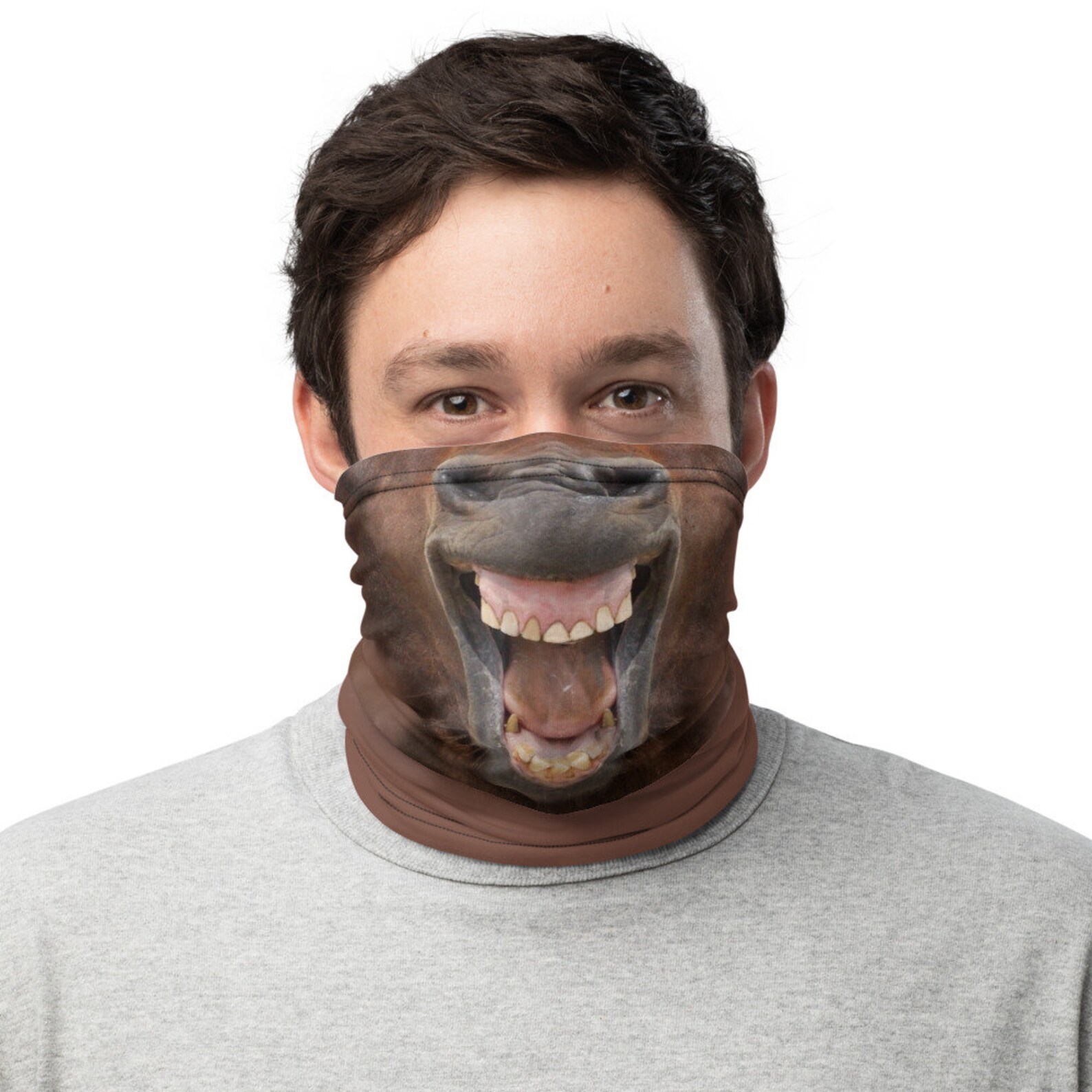 Funny Horse Face Mask Neck Gaiter for Men Women Adults Gag Etsy