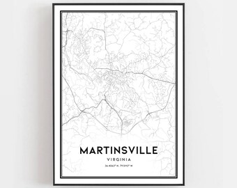 Danville Map Print Danville Map Poster Wall Art Va City Etsy