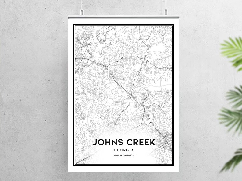 Johns Creek Map Print Johns Creek Map Poster Wall Art Ga - Etsy
