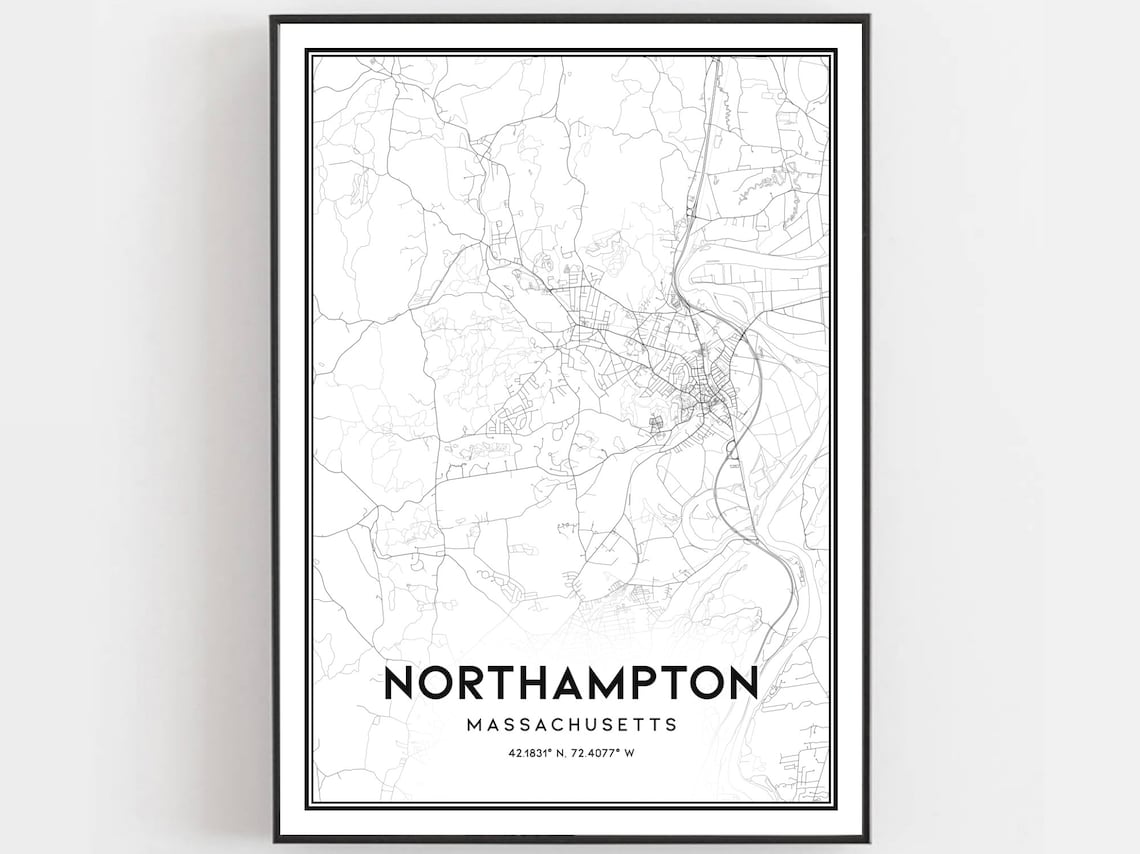 Northampton Map Print Northampton Map Poster Wall Art Ma Etsy