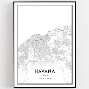Havana Kaart Print, Havana Kaart Poster Wall Art, Havana Stadsplattegrond, Havana Print Stratenplan Decor, Wegenkaart Cadeau, B140