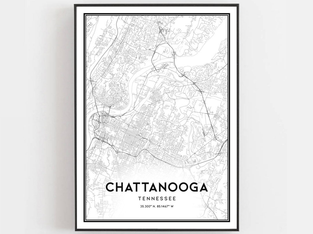 Chattanooga Map Print, Chattanooga Map Poster Wall Art, Tn City Map ...