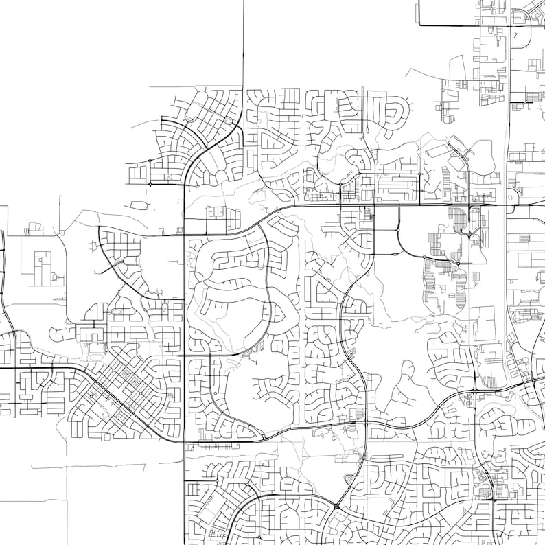 Roseville Map Print Roseville Map Poster Wall Art Ca City Etsy