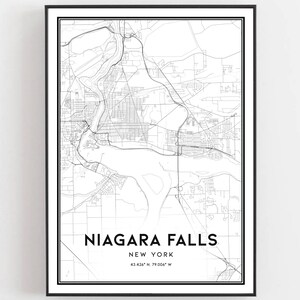 Niagara Falls Karte Druck, Niagara Falls Karte Poster Wandkunst, Ny Stadt Karte, New York Print Straßenkarte Dekor, Straßen karte Geschenk, B1423