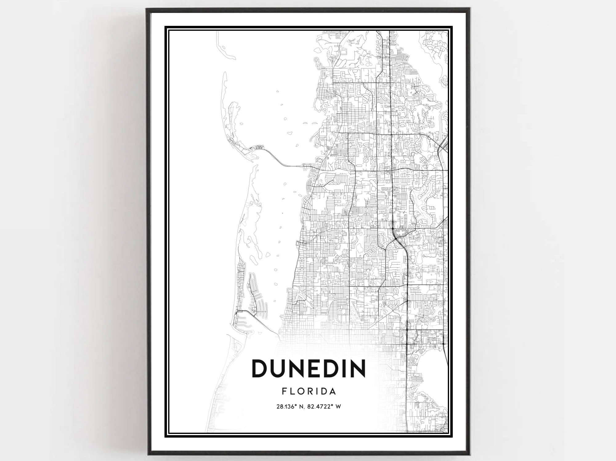 Dunedin Map Print Dunedin Map Poster Wall Art Fl City Map Etsy