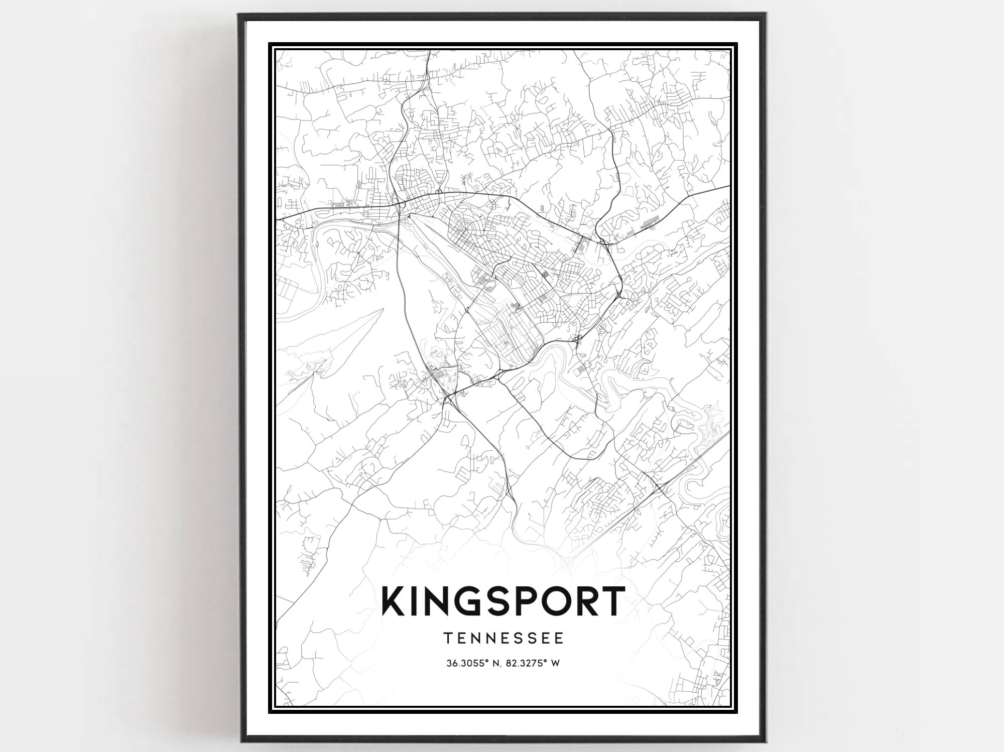 Kingsport Map Print Kingsport Map Poster Wall Art Tn City Etsy