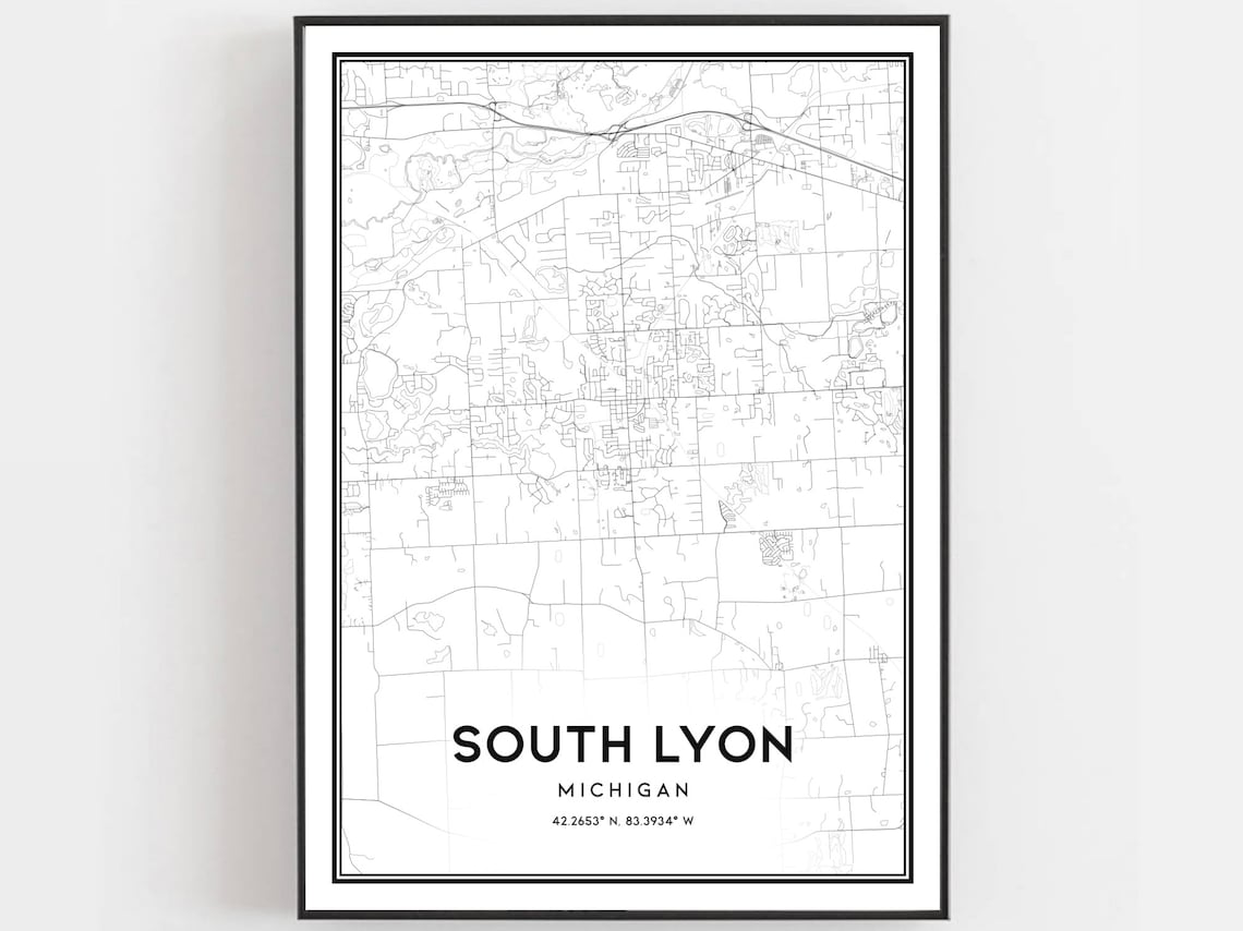 South Lyon Map Print South Lyon Map Poster Wall Art Mi City Etsy