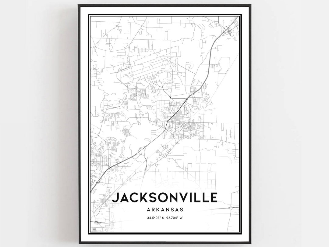 Jacksonville Map Print, Jacksonville Map Poster Wall Art, Ar City Map ...
