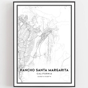 Rancho Santa Margarita Map Print, Rancho Santa Margarita Map Poster Wall Art, Ca  City Map, California Print Street Map Decor, Road B1411