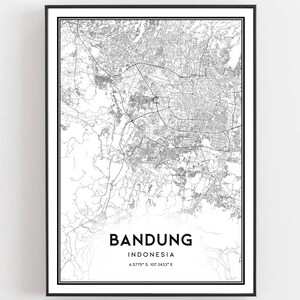 Bandung Map Print, Bandung Map Poster Wall Art, Bandung  City Map, Bandung Print Street Map Decor, Road Map Gift
