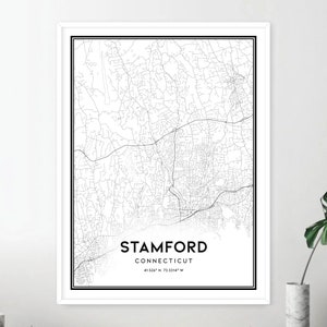 Stamford Map Print, Stamford Map Poster Wall Art, Ct City Map ...