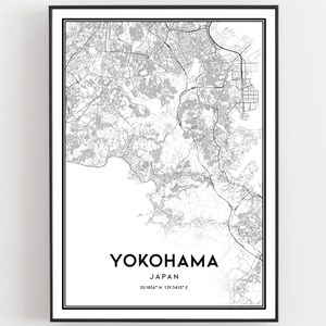 Yokohama Karte Druck, Yokohama Karte Poster Wandkunst, Yokohama Stadt karte, Yokohama Print Straßenkarte Dekor, Straßen karte Geschenk, B73