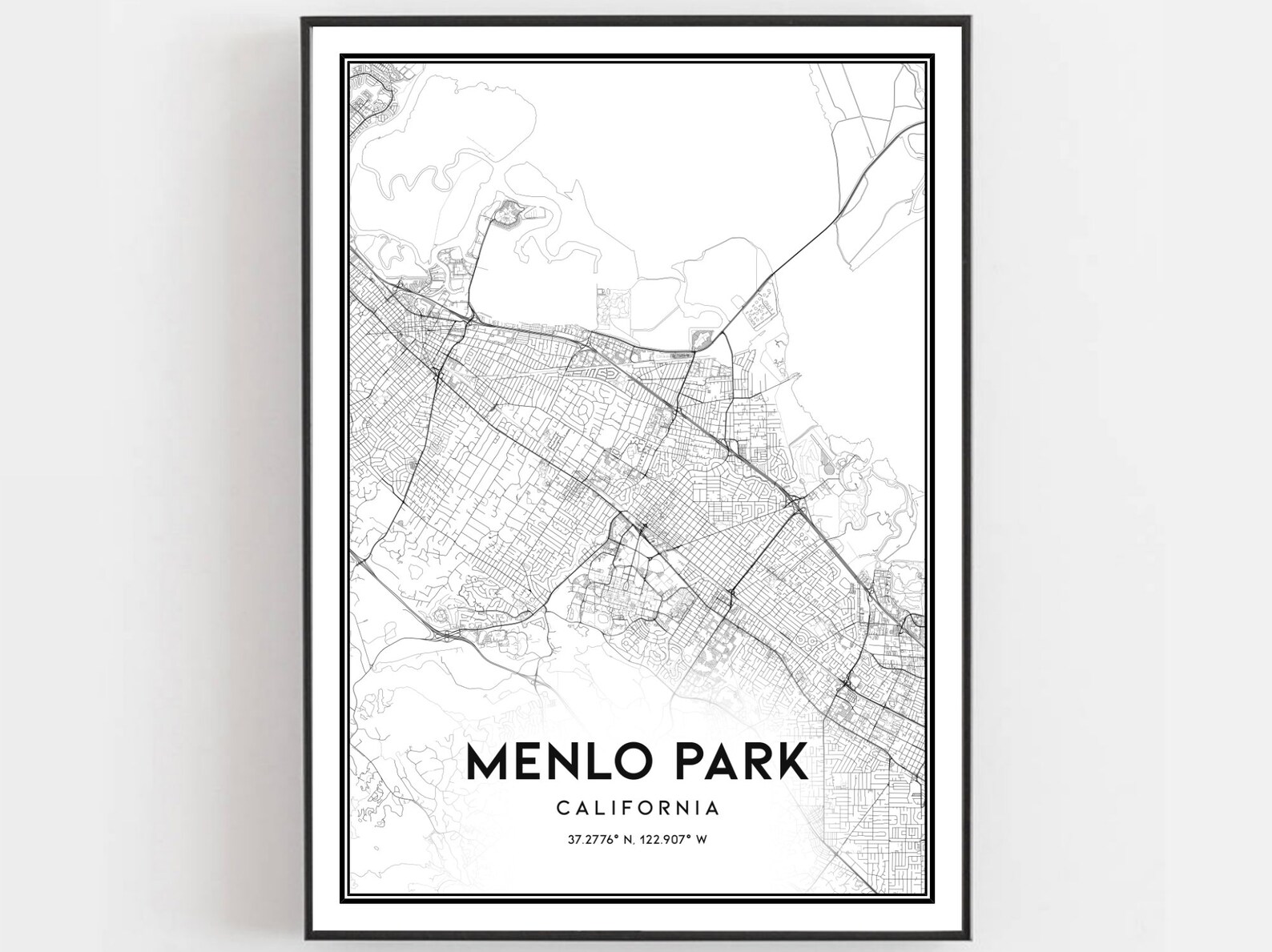 Menlo Park Map Print Menlo Park Map Poster Wall Art Ca City Etsy