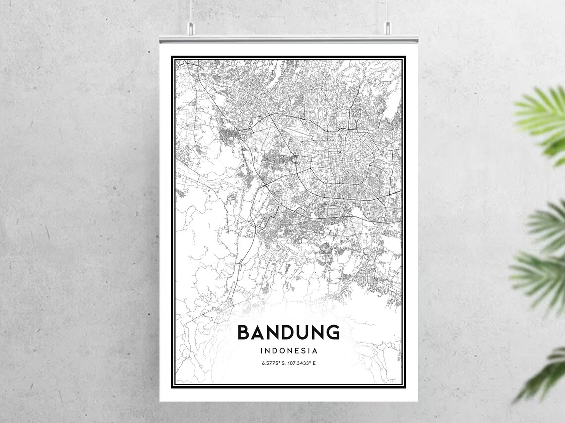 Bandung Map Print Bandung Map Poster Wall Art Bandung City | Etsy