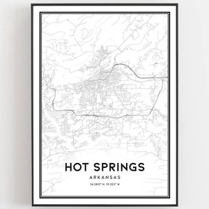 Hot Springs Map Print, Hot Springs Map Poster Wall Art, Ar City Map, Arkansas Print Street Map Decor, Road Map Gift, B1271