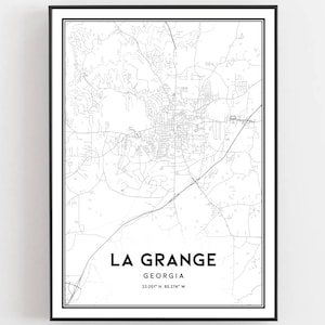 La Grange Map Print, La Grange Map Poster Wall Art, Ga City Map, Georgia Print Street Map Decor, Road Map Gift, B1706