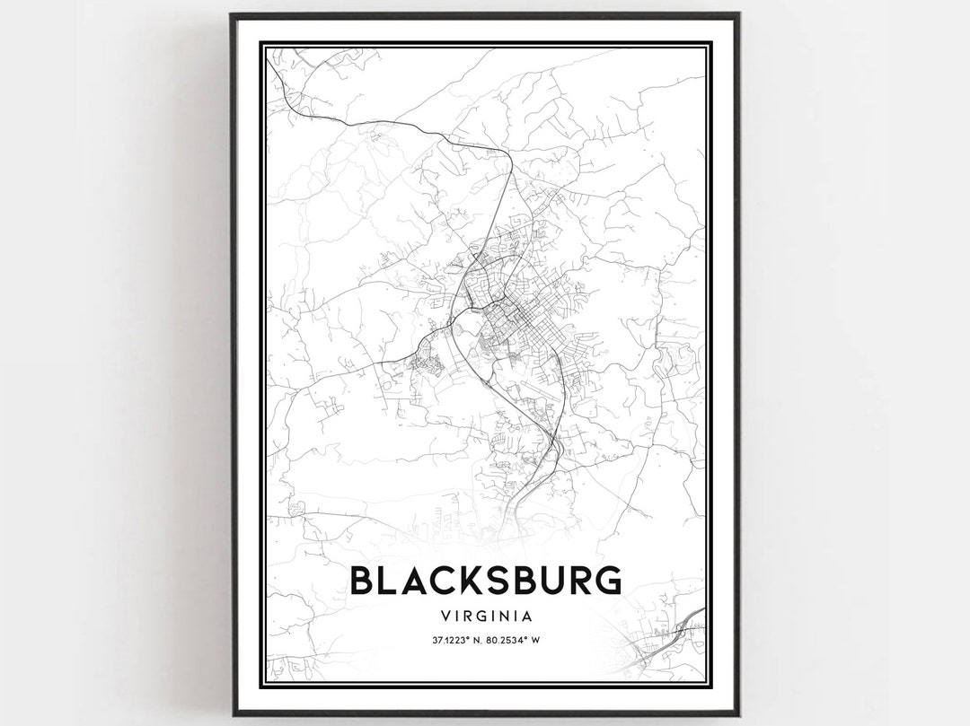 Blacksburg Map Print, Blacksburg Map Poster Wall Art, Va City Map ...
