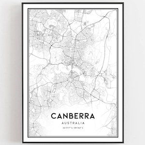 Canberra Karte Druck, Canberra Karte Poster Wandkunst, Canberra Stadtplan, Canberra Print Straßenkarte Dekor, Straßenkarte Geschenk, B486