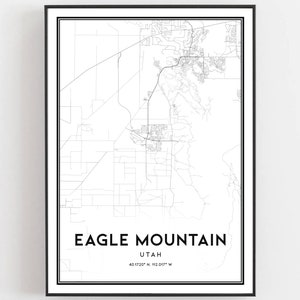 Eagle Mountain Map Print, Eagle Mountain Map Poster Wall Art, Ut City Map, Utah Print Street Map Decor, Road Map Gift, B1939
