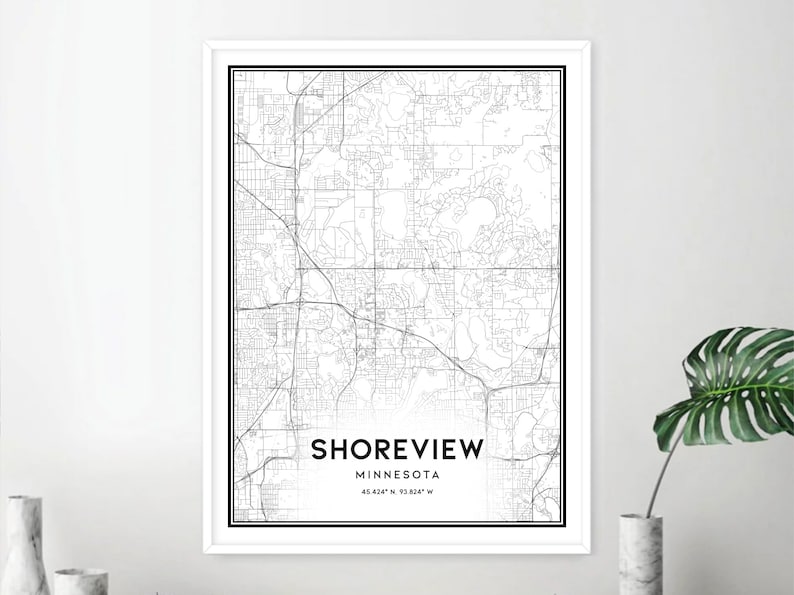 Shoreview Map Print, Shoreview Map Poster Wall Art, Mn City Map ...