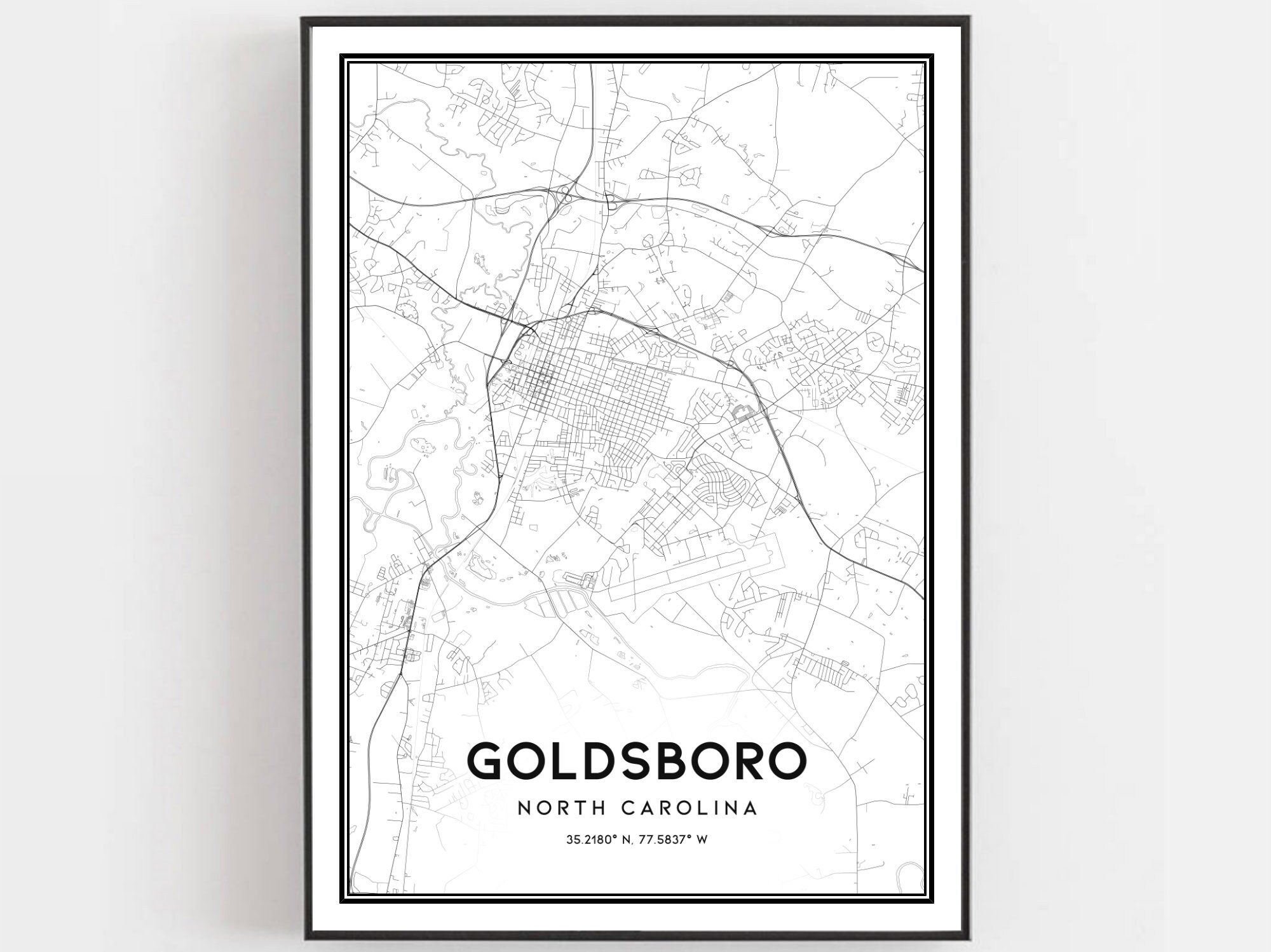 Goldsboro Map Print Goldsboro Map Poster Wall Art Nc City Etsy