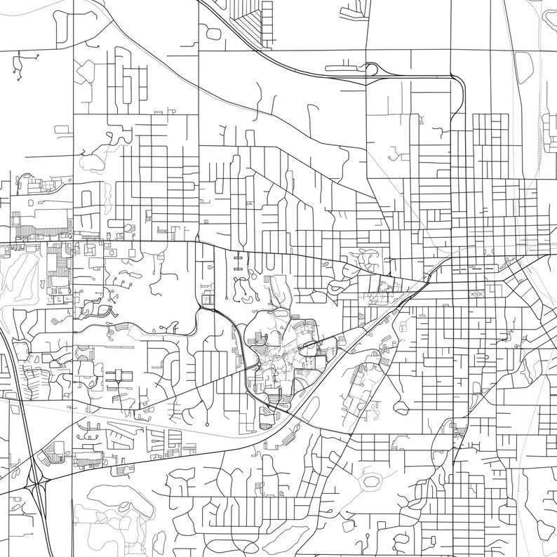 Kalamazoo Map Print Kalamazoo Map Poster Wall Art Mi City | Etsy