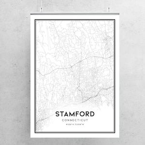 Stamford Map Print, Stamford Map Poster Wall Art, Ct City Map ...