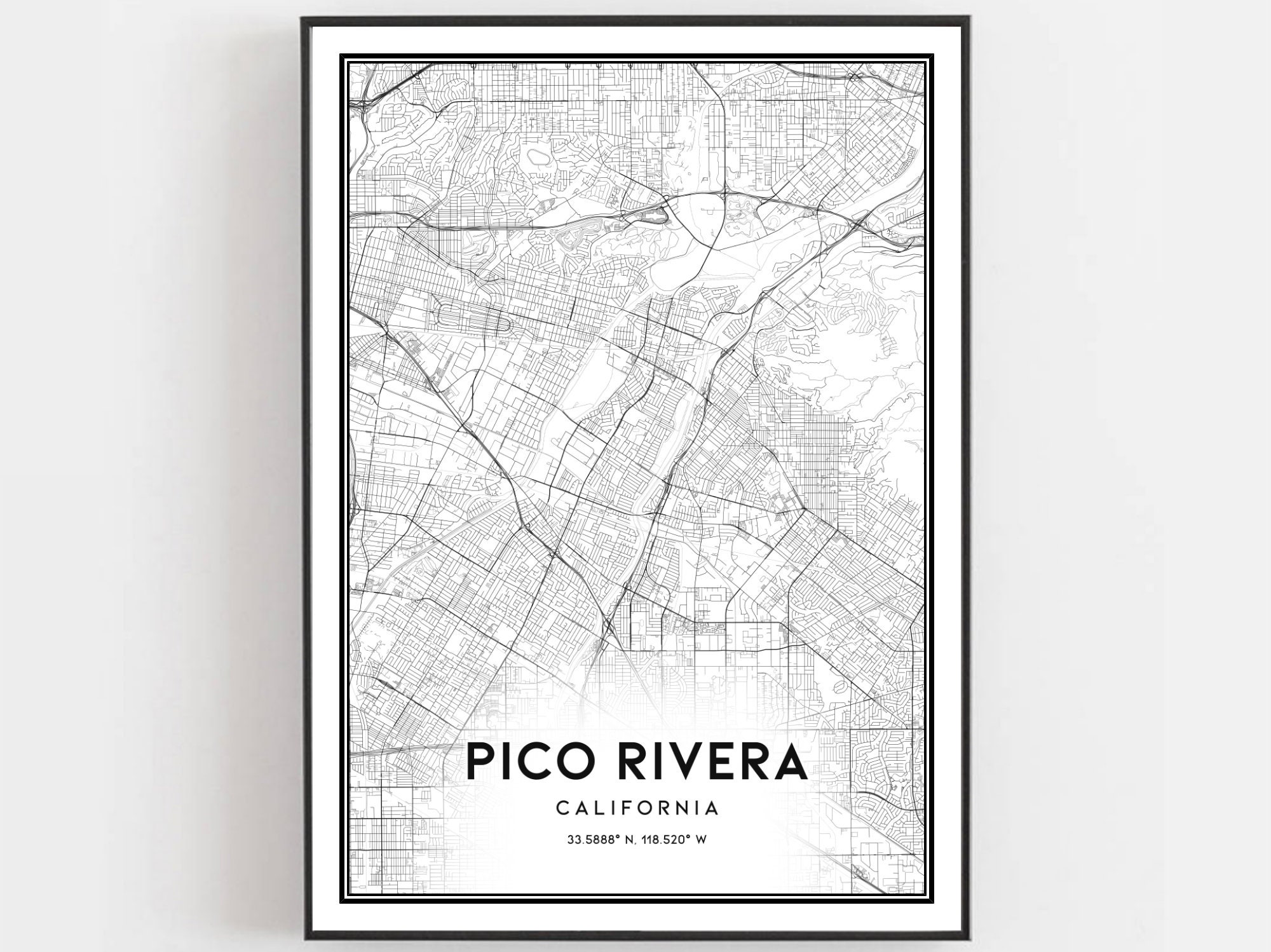 Pico Rivera Map Print Pico Rivera Map Poster Wall Art Ca Etsy