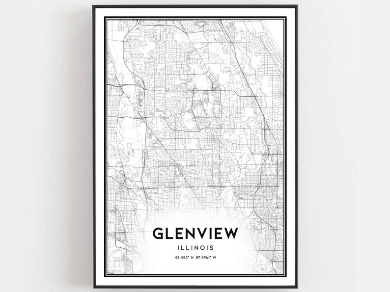 Glenview Map Print Glenview Map Poster Wall Art Il City Map Etsy