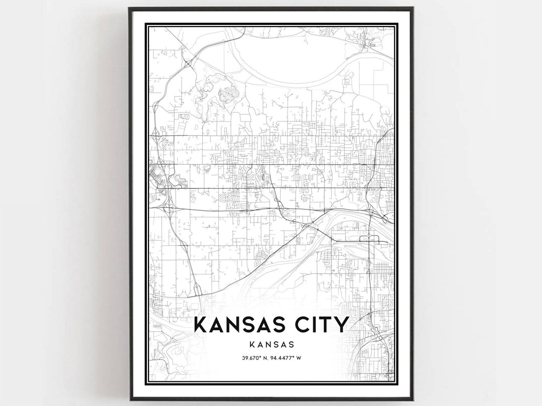 Kansas City Map Print, Kansas City Map Poster Wall Art, Ks City Map ...