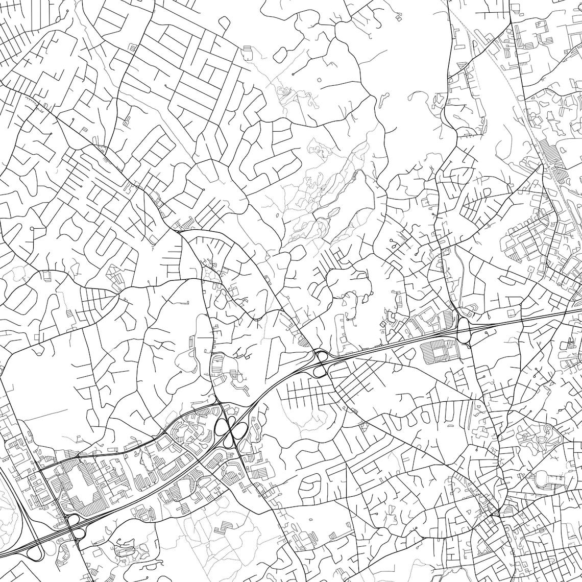 Woburn Map Print Woburn Map Poster Wall Art Ma City Map Etsy