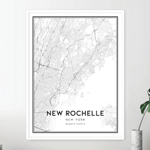New Rochelle Map Print, New Rochelle Map Poster Wall Art, Ny City Map ...