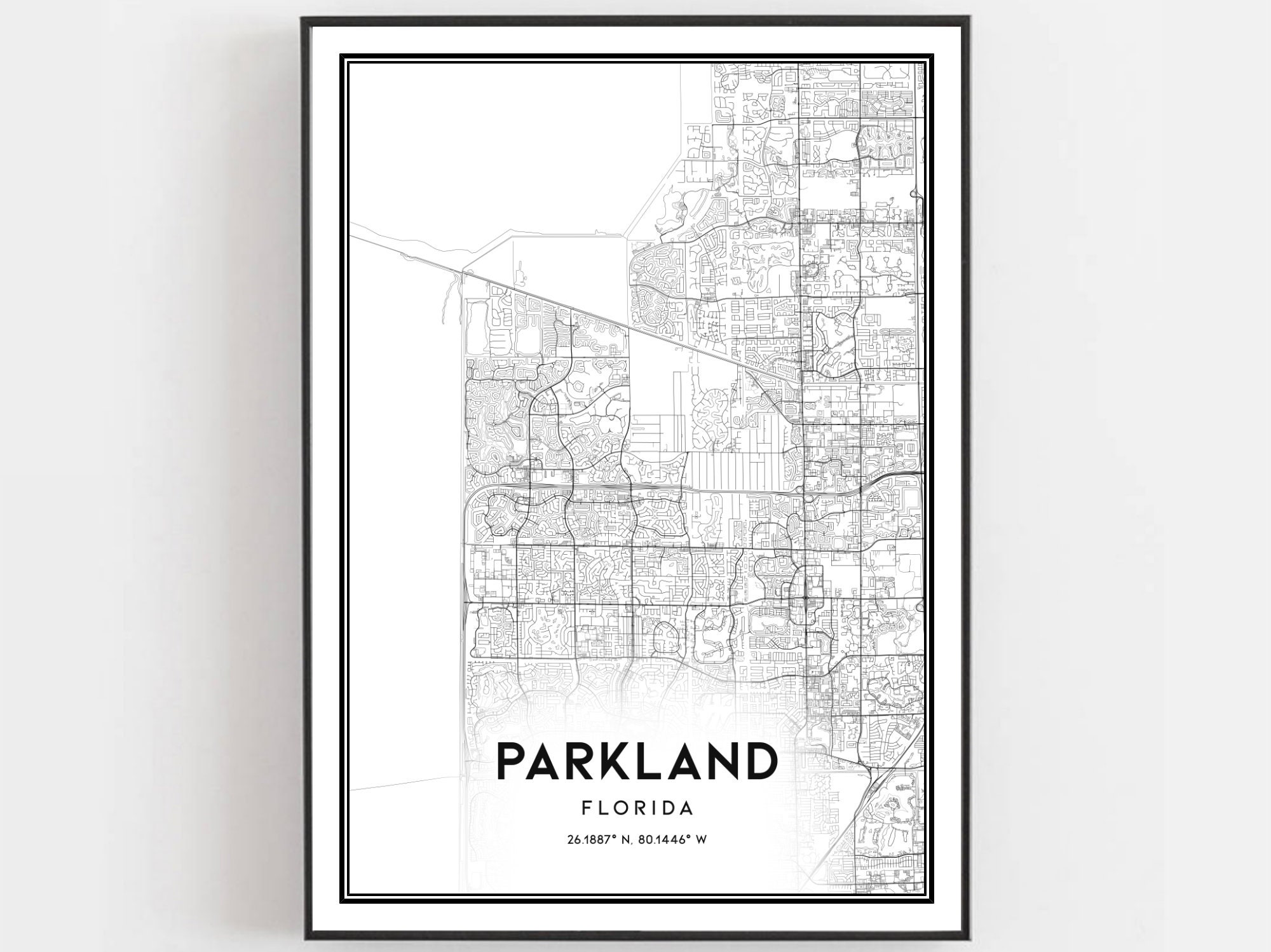 Parkland Map Print Parkland Map Poster Wall Art Fl City Map | Etsy